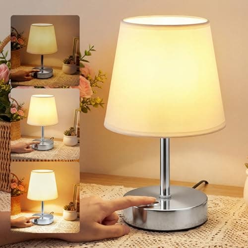 Image of Warmiehomy Touch Bedside Lamps, 5200mAh Modern USB Rechargeable Table Lamp, 3-Level Dimmable Touch Lamps Bedside Small Night Light for Bedroom Living Room Nightstand (Bulb Included), Silver