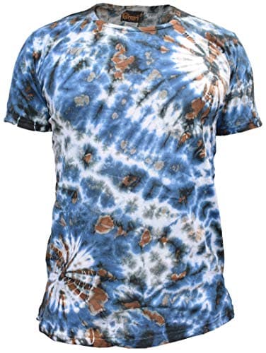 Image of Gheri Mens Cotton Tie Dye Festival Hippie T-Shirt Blue Medium