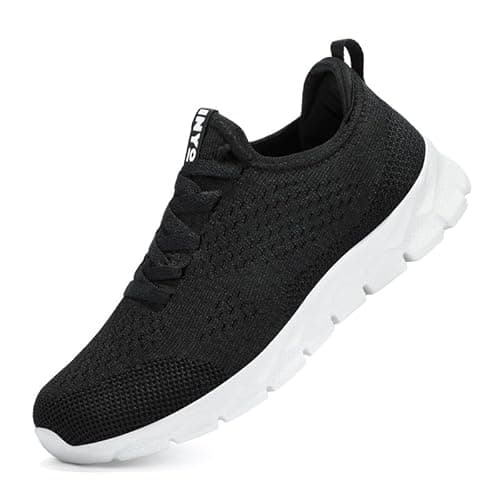 Image of Womens Trainers Running Shoes Jogging Fitness Sneakers Lightweight Breathable Walking Gym Sports Casual Trainers Tennis Shoes,Black-White Size 7 UK