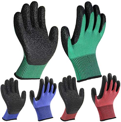 Image of PROGANDA 3 Pairs Gardening Gloves Ultra-Grip Work Gloves Non-Slip Latex Coated Colourful Verstile for House Car Cleaning Fishing Outdoor