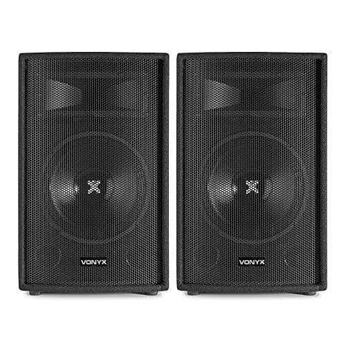 Image of VONYX SL10 10” Passive DJ PA Speaker Pair – 500W, 2-Way Bass Reflex Cabinet, Piezo Horn Tweeter, 8 Ohm, Stage Monitor Option, Professional PA Speakers for DJs, Gigs, Parties, Events, Black