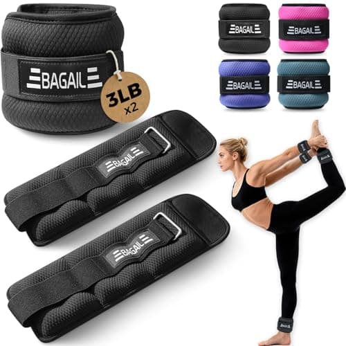 Image of BAGAIL Ankle and Wrist Weights Set (1.36kg x 2) - Arm & Leg Weights for Men and Women - Adjustable Size, Secure Fit and Sleek Design for Walking, Running, Home Workouts & Physical Therapy - Black