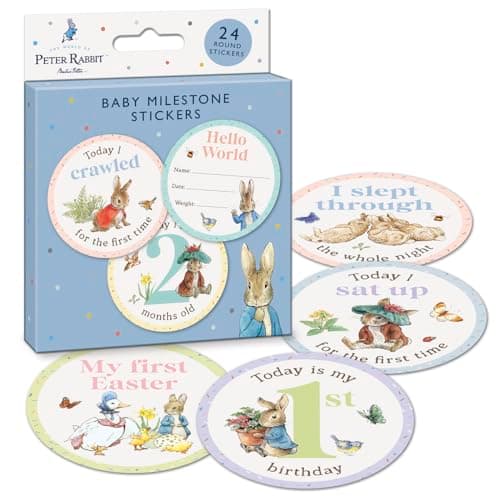 Image of Peter Rabbit Baby Milestone Cards | 24 Stickers to Mark All The Important milestones | Official Licensed Product | Perfect for Shower Gifts, New Gifts for Girls & Boys | Unisex Gift