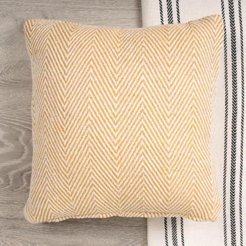 Image of Drift Home - Chevron Eco - 80% BCI Cotton, 20% Recycled Polyester Filled Cushion - 43 x 43cm in Yellow