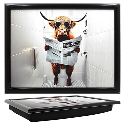 Image of Lesser & Pavey Urban Art Highland Cow Loo Laptray For Food Serving & Breakfast | Comfortable Lap Trays With Bean Bag Cushion For Home & Daily Use | Durable Lap Trays For Eating On Lap For Adults