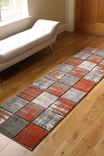 Image of Vienna Modern Small Extra Large Burnt Orange Rust Marble Quality Thick Floor Long Carpet Runner Rugs (66x230cm (Runner))