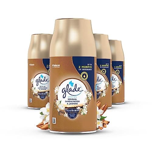 Image of Glade Automatic Air Freshener Refills, Room Spray & Odour Eliminator, Sandalwood & Jasmine, Pack of 4 (4 x 269 ml)