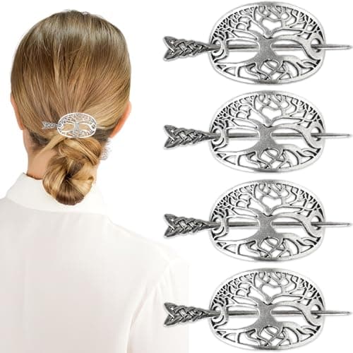 Image of 4 PCS Hollow Hair Clips Vintage Clip Silver Accessories Celtic Knot Hair Pin Barrette Metal Hair Barrette Shawl Pins Hair Accessories for Women and Girls