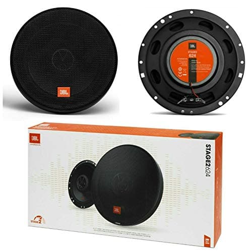 Image of 2 speakers 2-way coaxial compatible with JBL STAGE2 624 6.5" 16.50 cm 165 mm 40 watts rms 240 watts max impedance 4 ohm 91 db for cars black, per pair