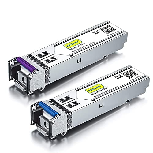 Image of 10Gtek a pair of 1.25G SFP Bidi Transceiver 1000Base-BIDI,1490nm/1310nm SMF,up to 20km,for Cisco GLC-BX-D,Ubiquiti UniFi UF-SM-1G-S, Mikrotik, D-Link, Netgear and More