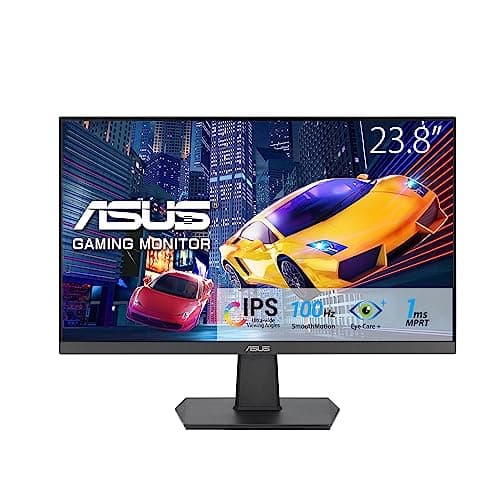 Image of ASUS VA24EHF Eye Care Gaming Monitor, 24 inch (23.8 inch viewable), IPS, Full HD, Frameless, 100Hz, Adaptive Sync, 1ms MPRT, HDMI, Low Blue Light, Flicker Free, Wall Mountable