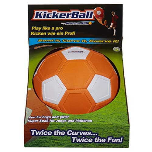 Image of STAY ACTIVE KICKERBALL by Swerve Ball Football Toy Size 4 Aerodynamic Panels for Swerve Tricks, Indoor & Outdoor, As Seen On TV, Unisex, Orange White
