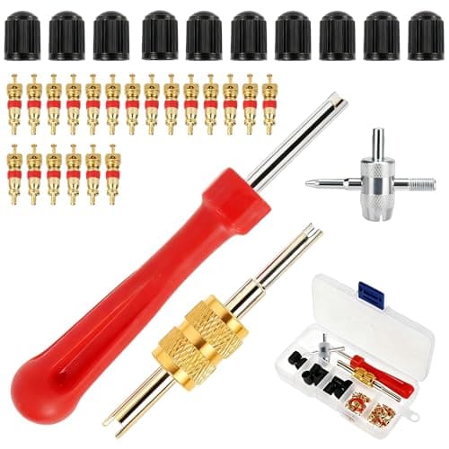 Image of Nocecfi 33 Pcs Car Tyre Valve Removal Tool Set - Valve Core Remover Kit with 20 Valve Cores & 10 Tyre Valve Caps for Car Bicycle Motorcycle Auto Tire Repair