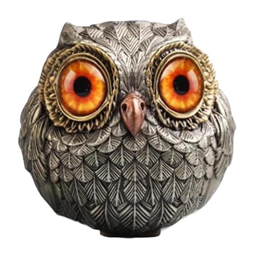 Image of Lucky Owl Guar-dian - The Wise Watcher Of The Felt, Metal Bird Animal Sculpture, Owl Statue Small Sculpture Pocket Accents For Poker Enthusiasts, Energy