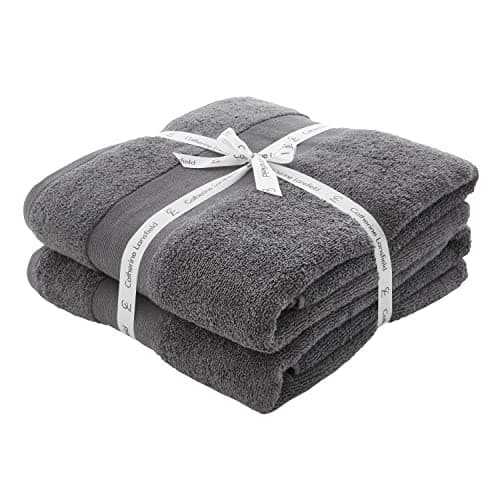 Image of Catherine Lansfield, Charcoal, Bath Sheet Pair