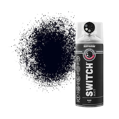 Image of Rust-Oleum Switch 5 in 1 Nozzle Multi Surface Topcoat Decorative Spray Paint Aerosol 400ml Black Matt Finish