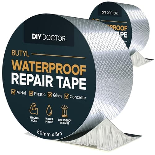 Image of DIY Doctor Waterproof Tape for Leaks – 2 Pack of 50mm x 5m - Butyl Roof Sealant Tape - Outdoor Waterproof Repair Tape with Aluminium Foil