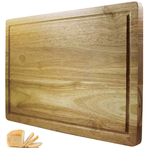 Image of Chef Remi Wood Chopping Board with Juice Canal - Large 40 x 25cm - 1 Yr Warranty - Solid Wood | Meat Board | Bread Board | Cutting Board
