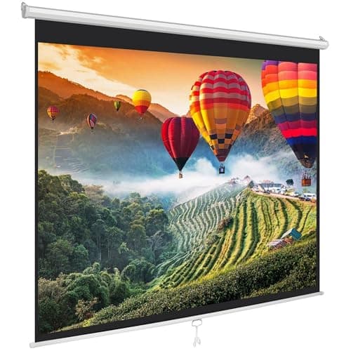 Image of Pyle Projector Screen Pull Down Manual – 84-Inch Roll-Down Wall &Ceiling Mount Projection Screen with Black Masking Border for Home Cinema, Office or Classroom Use