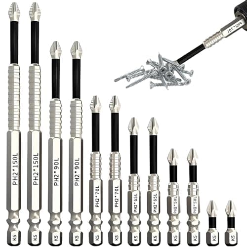 Image of 12Pcs High Magnetic Screwdriver Bits, Anti Slip Screwdriver Bits Set, Strong Durability Anti-Slip Impact Kit, Screw Bit Sets 25-150mm Included Electronic Product Repair or Workshop Use