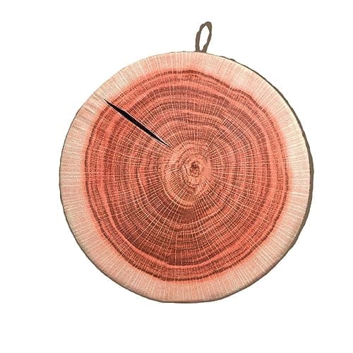 Image of Creative Round Tree Trunk Cushion - 3D Decorative Log Stump Pillow (Coffee, 33X33X5cm)
