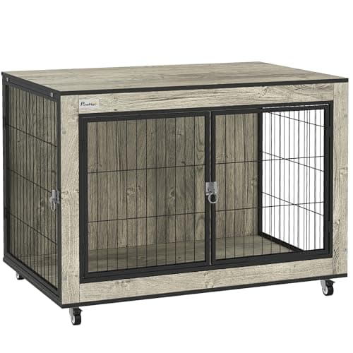 Image of PawHut Dog Crate Furniture on Wheels, for Medium Dogs