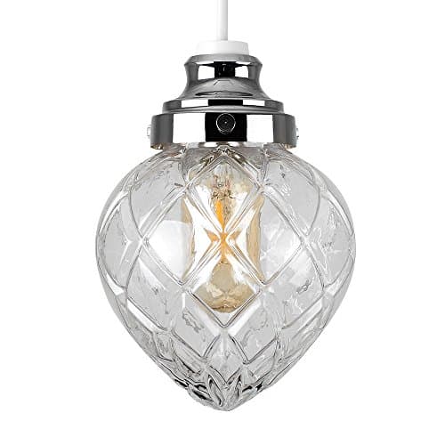 Image of MiniSun | Modern Silver Chrome and Clear Glass Droplet Design Ceiling Pendant Shade | Pendant Lights, Home Décor & Improvement Essential | 14cm Shade Width