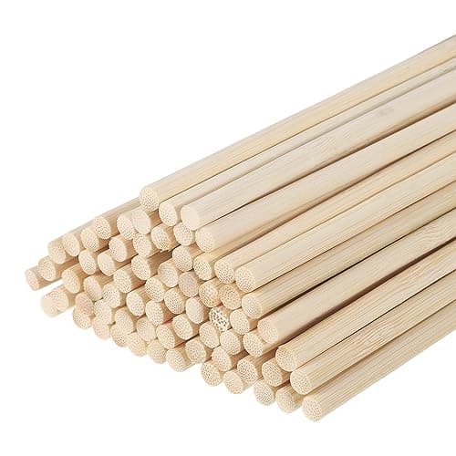 Image of uxcell Wooden Dowel Rods,50cm/20 Round Dowel Rod Wood Sticks,5mm/0.2" Bamboo Stick for Arts Crafts, Photo Booth Props, DIY Building Model,50 Pack
