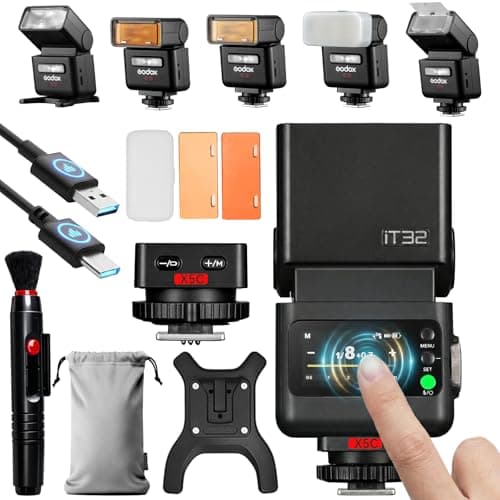Image of Godox iT32 TTL Mini Camera Flash with X5-C Trigger for CANON, 2.4G HSS 1/8000s TTL Wireless Flash, Compatible with Canon EOS R RP R5 R6 R7 R8 R10 R100 R5 Mark II R6 Mark II 90D 750D M50 M3
