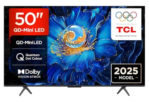 Image of TCL 50C6KS-UK QD-Mini LED TV, 4K HDR Premium, Powered by Google TV (Dolby Vision & Atmos, Hands-Free Voice Control, Apple AirPlay 2 & Alexa,2025 Model)