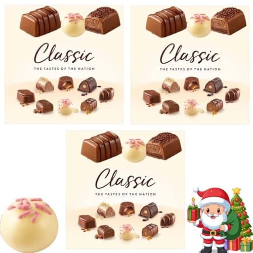 Image of Christmas Classic Collection Milk, Dark & White Chocolate Gift Box 262g – Assorted Chocolates – Perfect Festive Gift for Sharing & Celebrations - Trtns (3 x Pack)