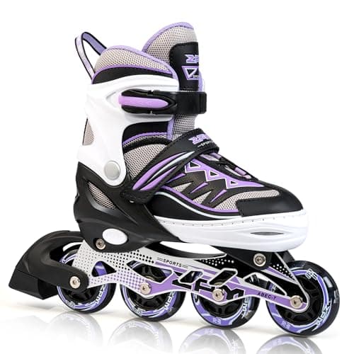 Image of 2pm Sports Adjustable Inline Skates, Stylish Design Beginner Roller Skates for Boys and Girls - Purple Small