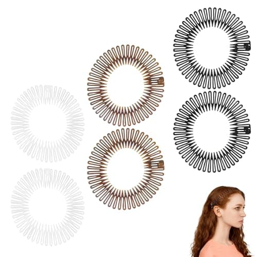 Image of Comb Headband, 6 Pcs Flexible Zig Zag Hairband Stretch Hair Comb Band, Non-Slip Elastic Bands in 3 Colors, 90s Zig Zag Style Hair Accessories for Women and Girls