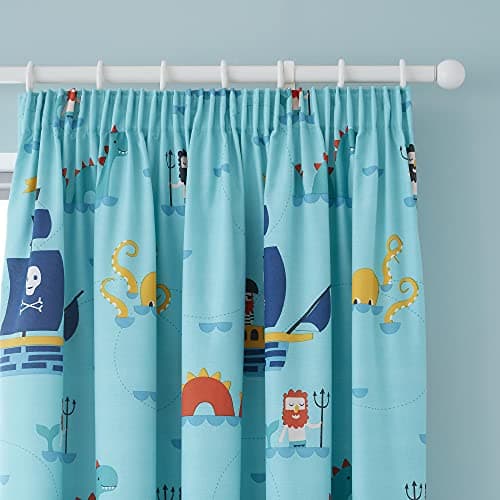 Image of Cosatto - Sea Monsters - Childrens Pair of Pencil Pleat Curtains - 66" Width x 72" Drop (168 x 183cm) in Blue