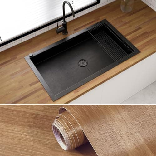 Image of 70cm×3m, Wood Panel Wallpaper Vinyl Wrap for Furniture, Sticky Back Plastic Roll, Thick Heat Resistant Wood Effect Vinyl Self Adhesive Contact Paper Furniture Stickers for Kitchen Worktop Cupboards