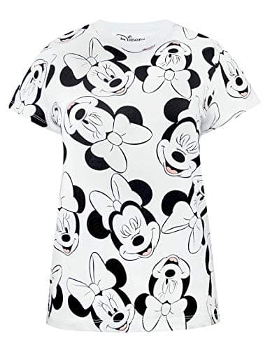 Image of Disney Minnie Mouse Character All Over Print Women's Boyfriend Fit T-Shirt White