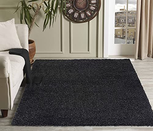 Image of Serdim Rugs Living Room Shaggy Area Rugs, Polypropylene, Anthracite, 60x110cm(2'x3'7)