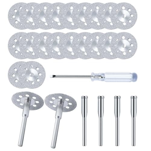 Image of BieMian 20 Pcs 22mm Diamond Cutting Wheel Cut Off Discs, for Dremel Diamond Cutting Discs for Dremel Rotary Tool, for Stone Glass Cutting Disks, with 4 Pcs 3mm Mandrel