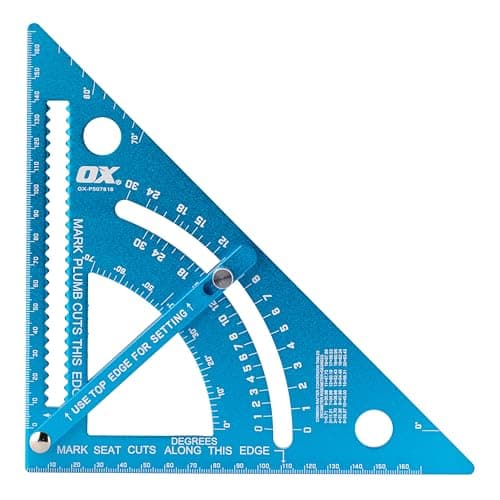 Image of OX Pro Adjustable Aluminium Rafter Square 180mm, Heavy Duty, Laser-Etched Markings, Multi-Scale, Scribe Notches, OX-P507818
