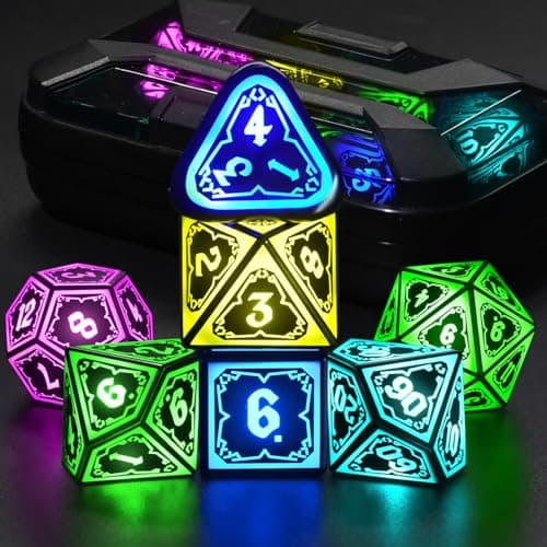 Image of Wireless Light Up Dice Set D&D RGB for Dungeons and Dragons,Cool LED DND Dice with Charging Box Rechargeable 7 Color Polyhedral Role Playing Dice for DND Gifts RPG(Astral Shard Black)