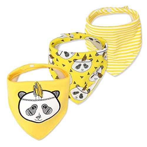 Image of JZLPIN Baby Dribble Bib, Toddler Bandana Bib 3 Packs Super Absorbent Cotton Feeding Bibs 39-Panda