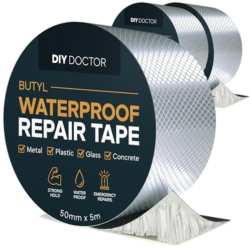 Image of DIY Doctor Waterproof Tape for Leaks – 3 Pack of 50mm x 5m - Butyl Roof Sealant Tape - Outdoor Waterproof Repair Tape with Aluminium Foil