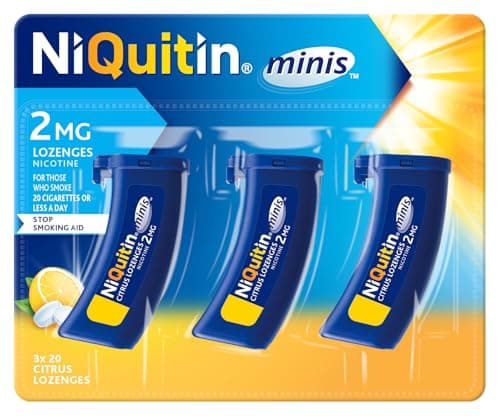 Image of NiQuitin 2mg Minis Citrus Lozenges - Citrus Flavour (3 x Pack of 20 Minis Nicotine Lozenges) - Smoking Craving Relief in Just 3 Minutes* - On The Go - Pocket Sized Containers.