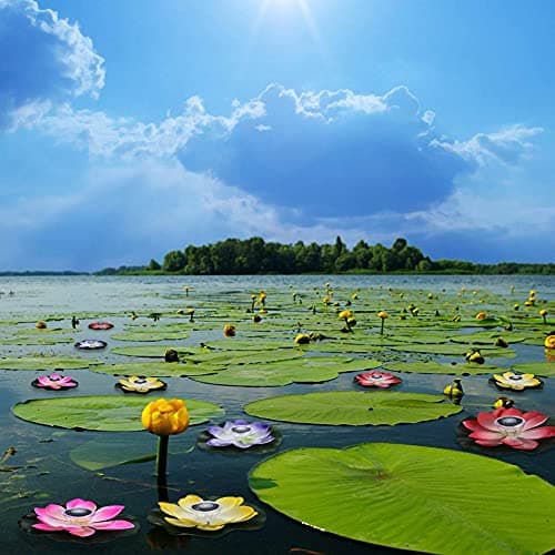 Image of Jelquix Solar Powered Floating Light, 7 Color Changing LED Pond Lights, Design Rotating Feature Light with Design, Ideal for Garden Pool (Yellow)