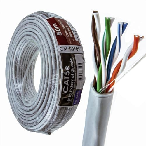 Image of kenable External CAT5e Outdoor Ethernet Cable Reel UTP CCA UV Resistant Waterproof Network Cable Grey 50m