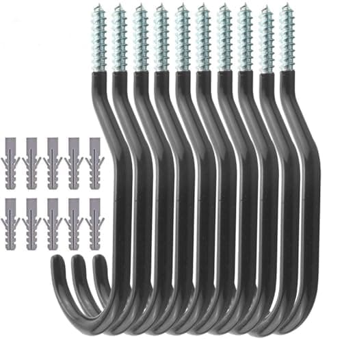 Image of TooTaci Bike Hook,10 Pack Heavy Duty Bicycle Storage Hooks Set, Large Screw-in Utility Shed Hooks with Plastic Coated Wall Mount/Ceiling Hook Heavy Duty