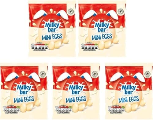Image of 5 x Milky Bar White Chocolate Mini Eggs Bag 80g – Chocolate Gift for Women Men Kids Schools and Offices Parties Perfect For Easter, Easter Egg Hunts 2026