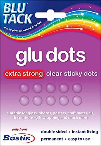 Image of Bostik Glu Dots – Extra Strong, Double Sided Glue Dots, For Instant Fixing & Crafts, Easy to Use, No Mess, Clear, x64 Glu Dots