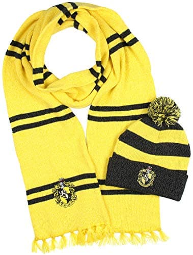 Image of Harry Potter Hogwarts Houses Knit Scarf & Pom Beanie Set, Hufflepuff, One Size