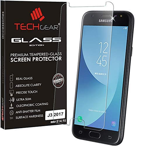Image of TECHGEAR Screen Protector for Galaxy J3 2017 (SM-J330 Series) - GLASS Edition Genuine Tempered Glass Screen Protector Guard Cover Compatible with Samsung Galaxy J3 2017